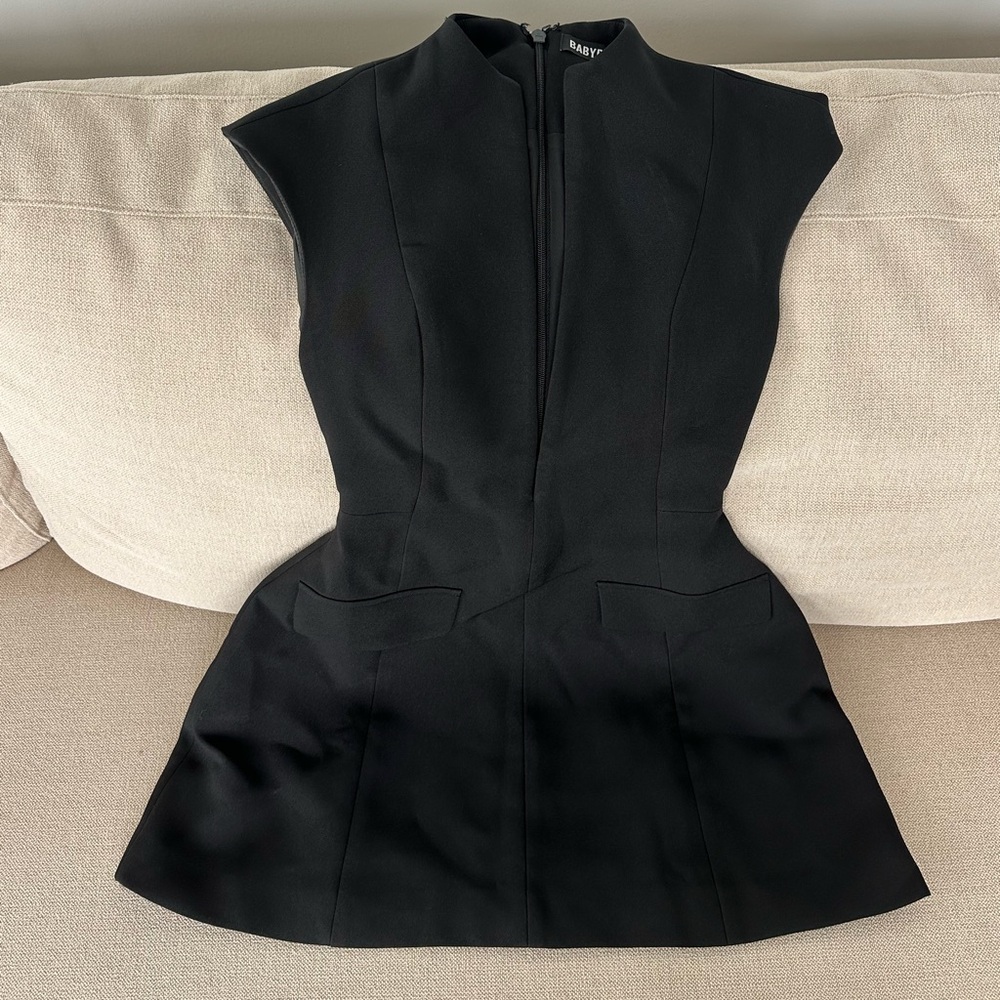 Plunging V-Neck Mini Dress in Black - Picture 3 of 4